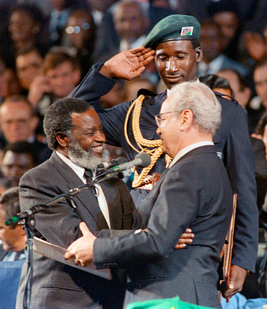 <p>After a bitter struggle led by the South West Africa People’s Organization (SWAPO) against apartheid South African rule, an intervention by the United Nations results in South Africa granting full independence to Namibia.</p>
